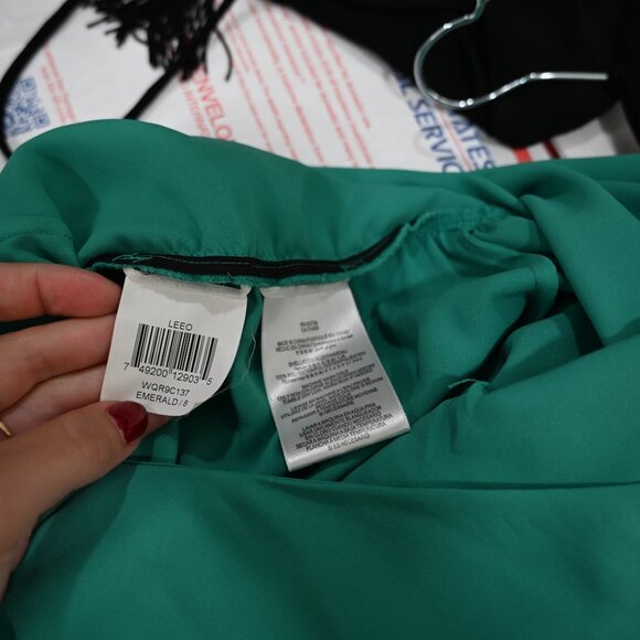 BCBGMaxAzria Size 8 Teal Green One Shoulder Drape Jumpsuit - Picture 9 of 10